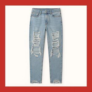 AE Stretch Distressed Ripped Wide Leg Mom Jeans Women’s 14